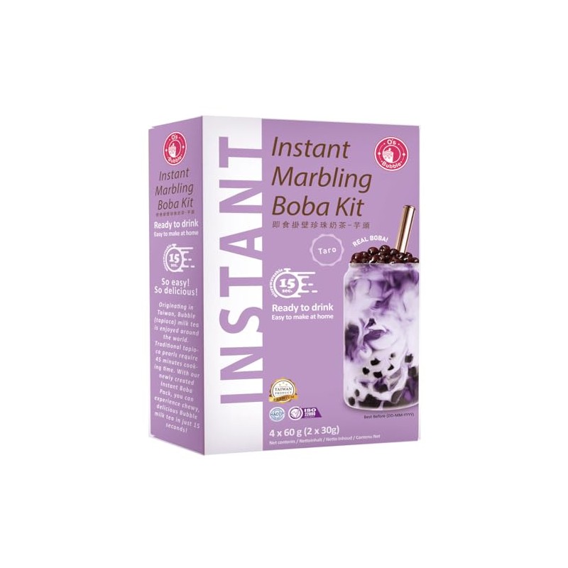 O's Bubble Instant Marbling Boba Tea Kit Taro (4 x