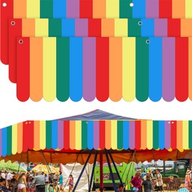 Preboun 3 Pcs Carnival Awning Decorations Tent Circus Hanging Decorations Carnival Banner Concession Stand Sign Canopy Awning for Pirate Summer Party, 9.84''x78.74''(Rainbow Color)