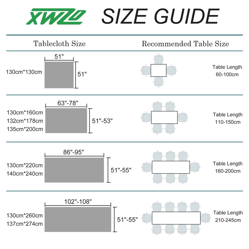 XWZO Table Cloth Square Solid Table Cover Water Resistant Tablecloth