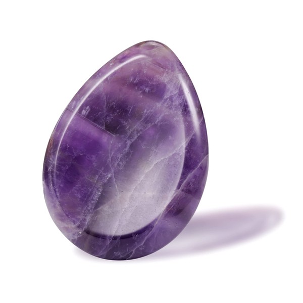 Jovivi Amethyst Thumb Worry Stone - Natural Healing Crystals Pocket Palm Stones for Chakra Reiki Meditation Anxiety Stress Relief Therapy