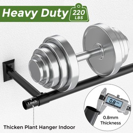 Mogaath Hanging Planters for Indoor Plants, 80 Inch Heavy Duty Plant Hanger Indoor, 1 Inch Diameter Metal Rod, Hanging Plant Holder for Window Wall, Matte Black , Square Flange Base, Pot Not Included