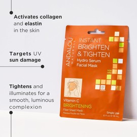 Andalou Naturals Instant Hydro Serum Facial Mask Single Face 0.6 oz (6 packs) Style / 안달루 내추럴스 즉각적인 하이드로 세럼 페이셜 마스크 싱글 페이스 0.6온스(6팩) Style
