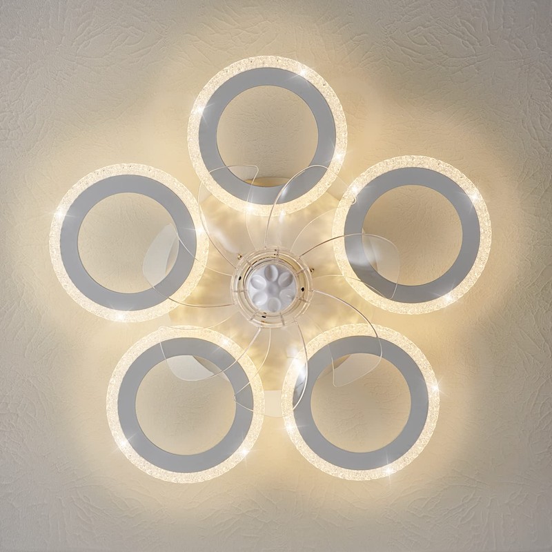 Dalouguan Modern Ceiling Fan with Light, 20" Personality Geometric Ceiling