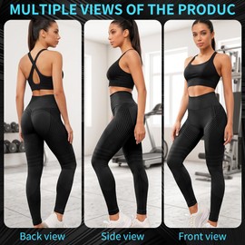 Aolso Leggins Sportivi Donna Push Up, Leggins 3D Anticellulite Donna Leggings, Donnas Push Up Sculpture a Compressione, Senza Cuciture Donnas Fitness Yoga Pantacollant-M