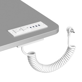 Recessed Power Strip USB C 65W Fast Charging Station,in Drawer Outlet,Furniture Flush Mount for Desktop,Workspace Essential Desk Outlet (White, 10FT)