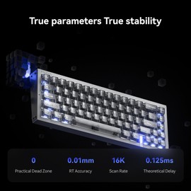 MelGeek REAL67 Wired Gaming Keyboard with RGB, Magnetic Keyboard with Hall Effect, Rapid Trigger, Hot-Swappable, Snap Tap & Adjustable Actuation, Online HIVE Custom(Calcium- Gray)