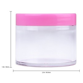 Beauticom® 2 oz./ 60 Grams/ 60 ML (Quantity: 3 Packs) Thick Wall Round Clear Plastic LEAK-PROOF Jars Container with PINK Lids for Cosmetic, Lip Balm, Lip Gloss, Creams, Lotions, Liquids