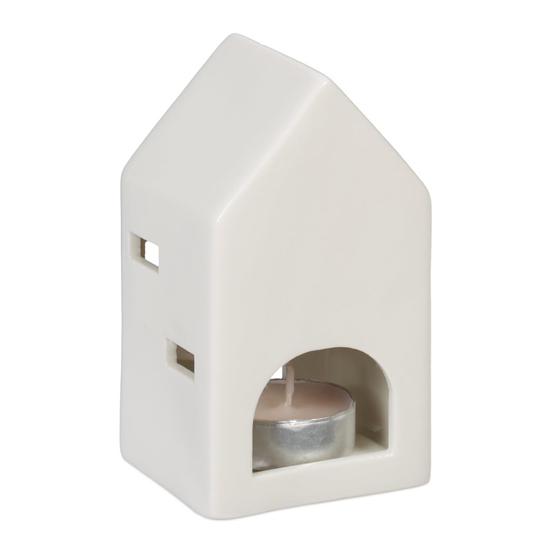 Relaxdays Ceramic Tea Light House, Light House for 1 Tea