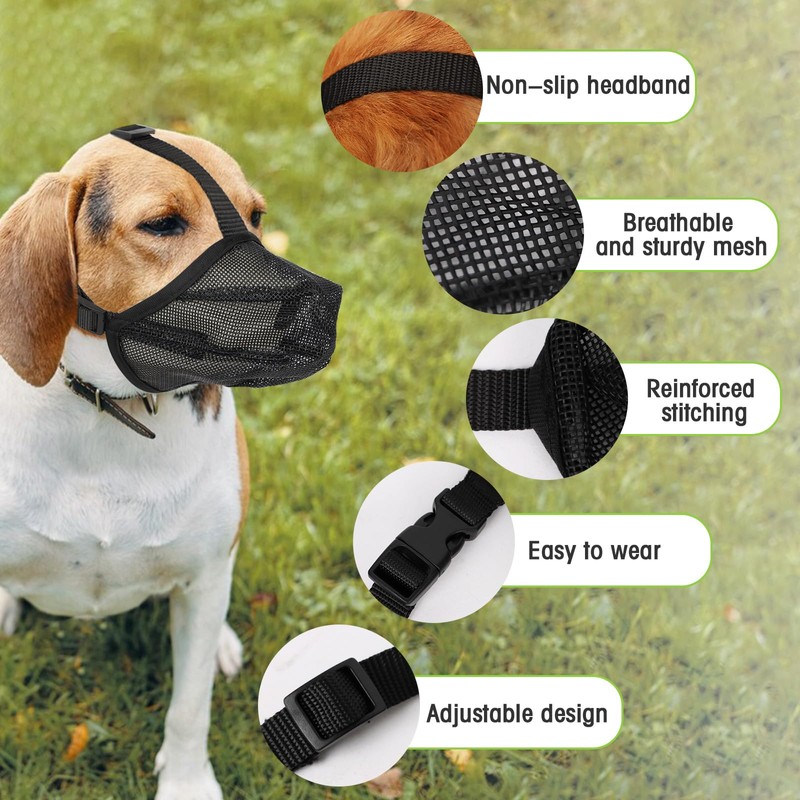 Dog Muzzle, NiCoLa Soft Adjustable Mesh Muzzles for Small Medium