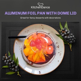 KitchenDance 4oz Disposable Aluminium Cream Brulee Dessert Cups with Lid - Purple with High Lid