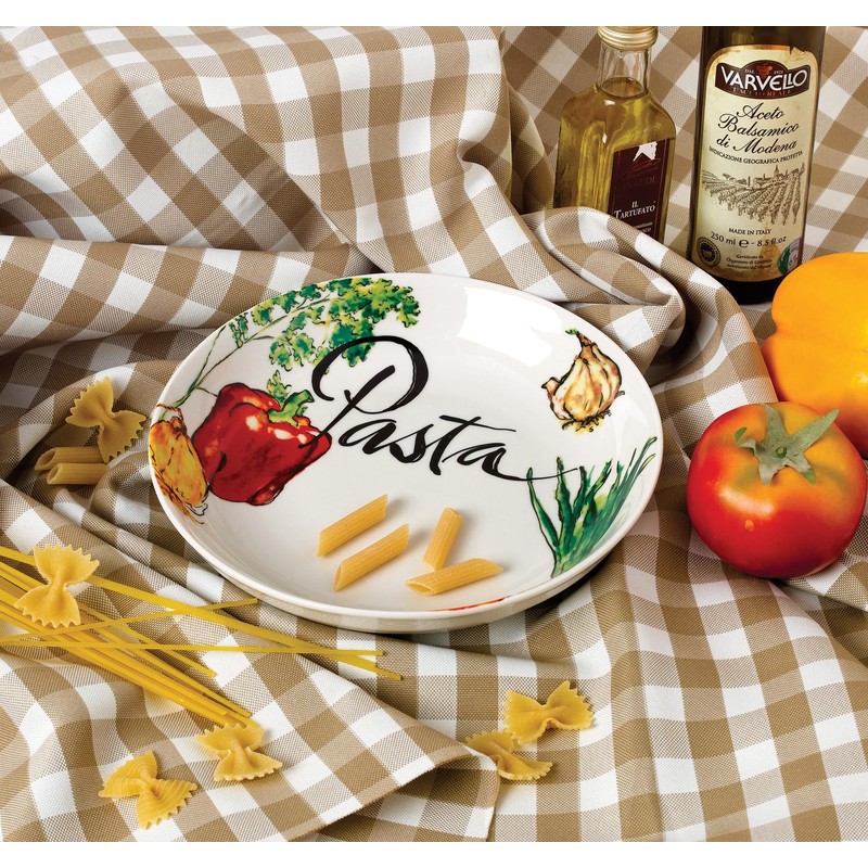 Lorren Home Trends 5Piece Porcelain Pasta Set Vegetable Design, Multicolor