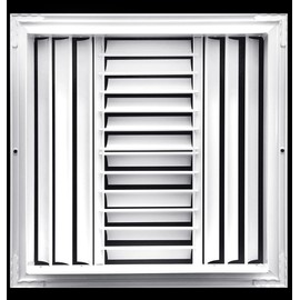 8"w X 6"h 3-Way Aluminum Curved Blade Adjustable Air Supply HVAC Diffuser - Full Control Vertical/Horizontal Airflow Direction - Vent Duct Cover [Outer Dimensions: 9.65"w X 7.65"h]