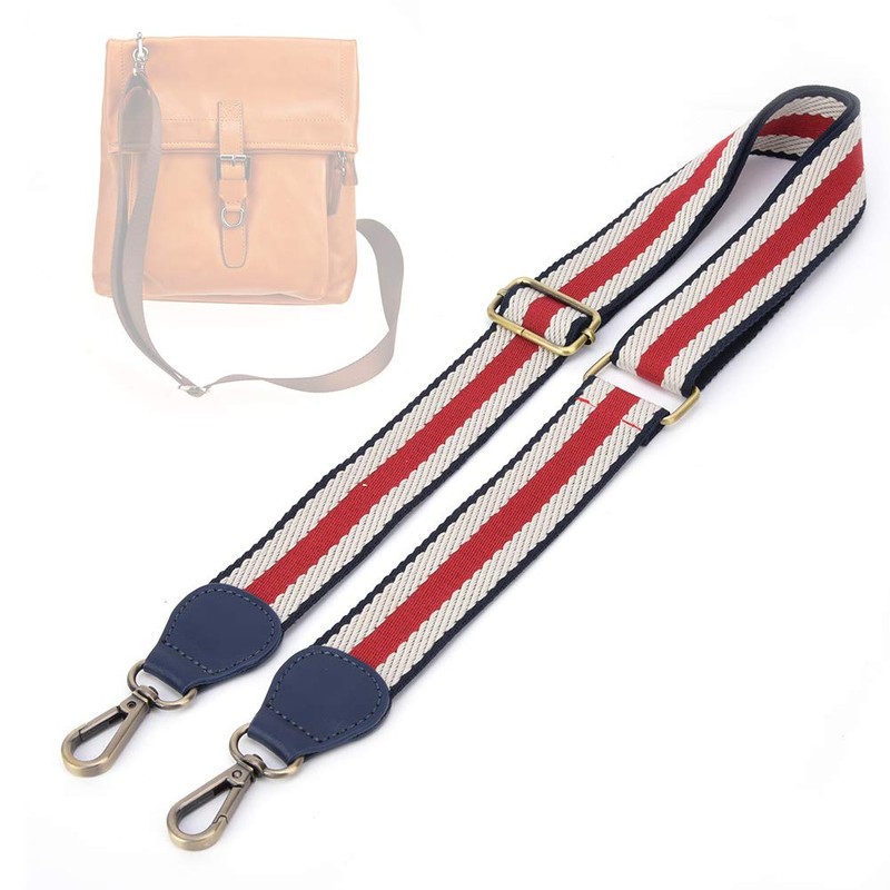 Bag Strap, 1.5in Width Woven Ribbon with Leather Ends Shoulder