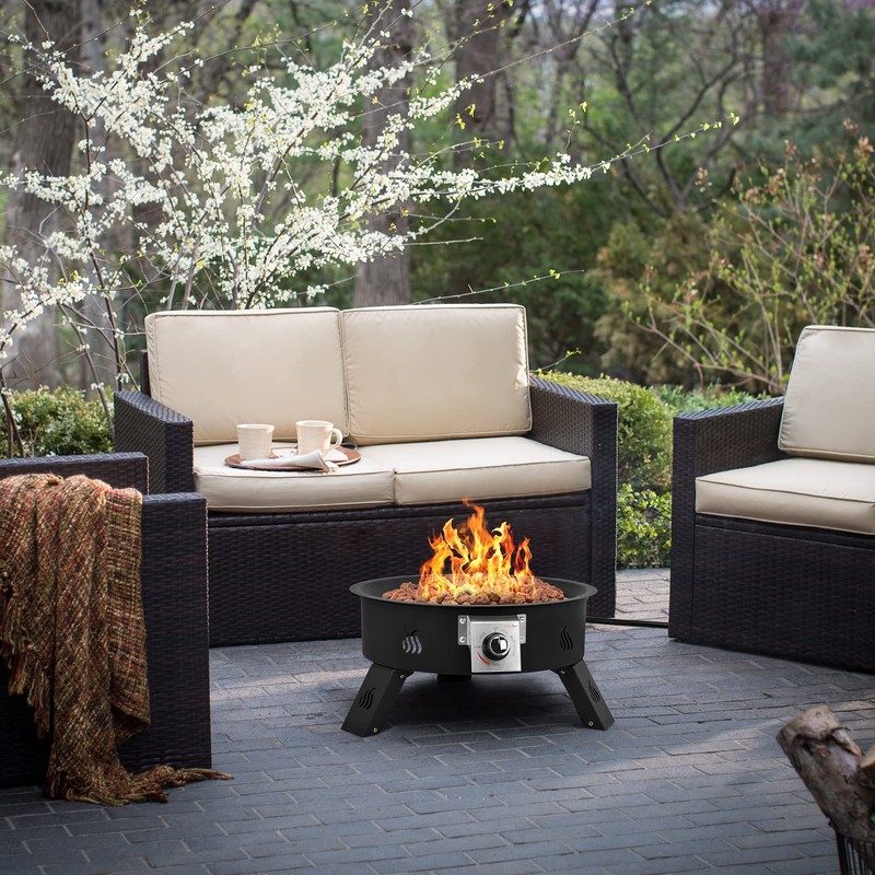 ONLYFIRE OUTDOOR LIVING Propane Fire Pit 19" with Gas Hose,