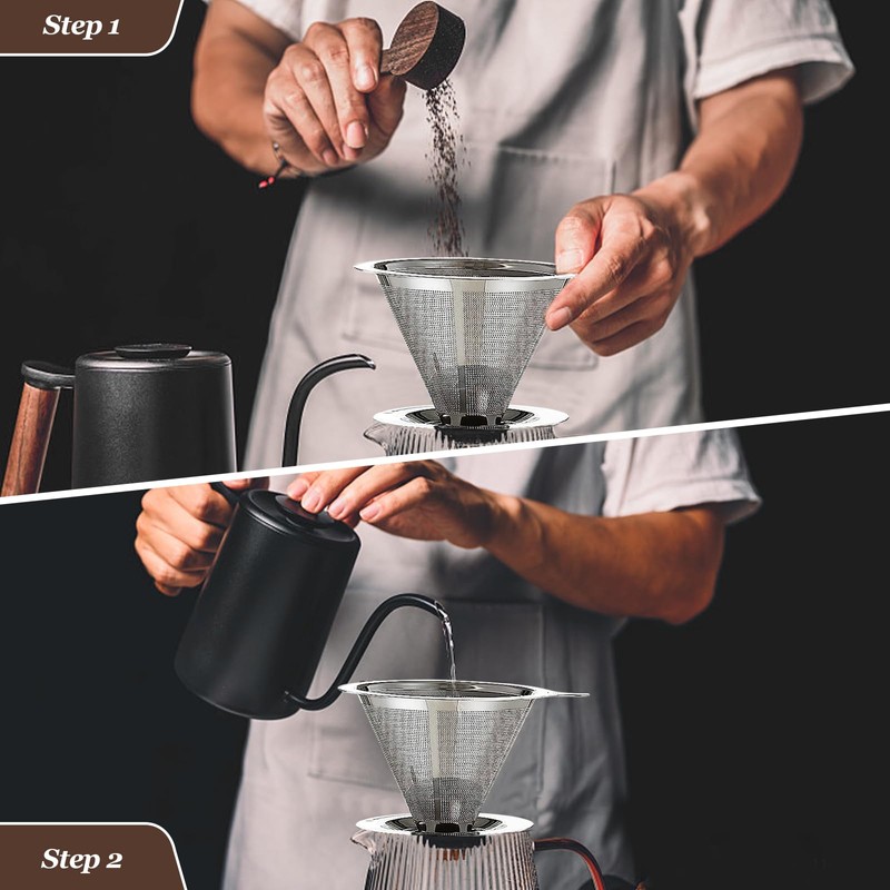 Pour Over Coffee Dripper, Slow Drip Paperless Coffee Filter, Pour