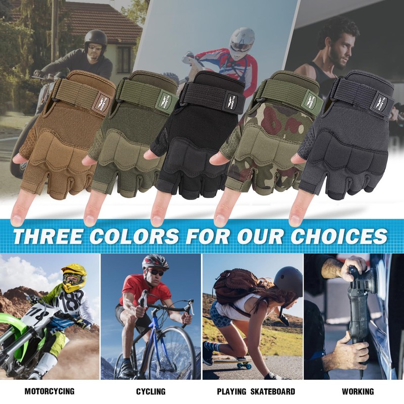 FIORETTO Fingerless Gloves, Half Finger Gloves for Driving, Cycling, Shooting,