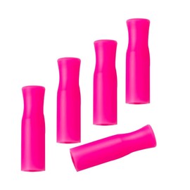 5Pcs 8mm Pink Reusable Straw Tips, Silicone Straw Tips,for 8mm Diameter Stainless Steel Straws and Glass straws