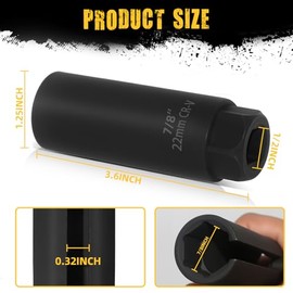 O2 Sensor Socket, 1/2 Inch Drive by 7/8 Inch Oxygen Sensor Socket, Automotive Oxygen Sensor Removal Tool with Side Wire Gate