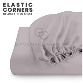 Polycotton Double Fitted Sheet (135x190 cm) - Plain Bedding Bedsheets For Double Bed 25cm Deep - Anti Allergic Elastic Corner Bedsheet & Mattress Sheet - Grey