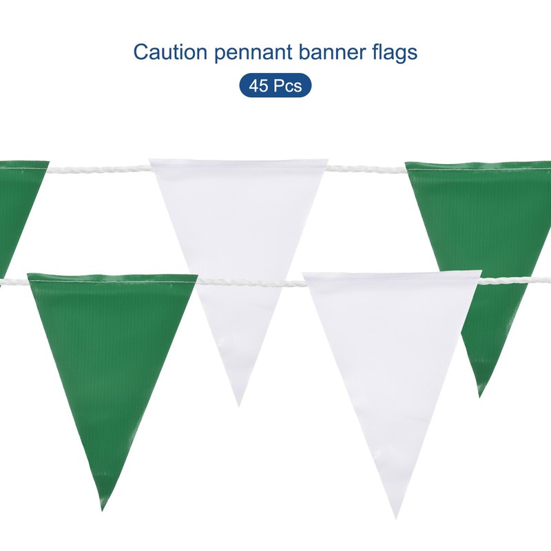 sourcing map 102ft Green White Bunting Banner, 45pcs Triangle Flags