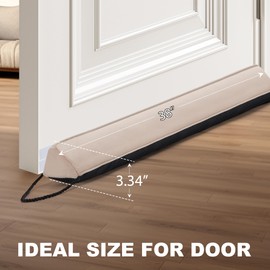 UUYUUY Door Draft Stopper Weighted Triangular Draft Stoppers for Bottom of Door 38" Underdoor Draft Blocker Seal Guard for Window Sill All-Season Gap Filler for Cold Air, Noise, and Light, Beige