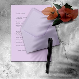 25 x Letter Paper Sets A4 with C6 Envelopes, Wet Seal, Lilac, Matte Writing Paper with Envelopes, FarbenFroh by Gustav Neuser