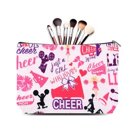 yaozeio Team Cheerleading Makeup Bag Pouch for Coach Cheerleader Cosmetic Bag Organizer for Sister Daughter Christmas Birthday Gifts for Women Giirls Cheer Travel Toiletry Bag Cheerleading Stuff
