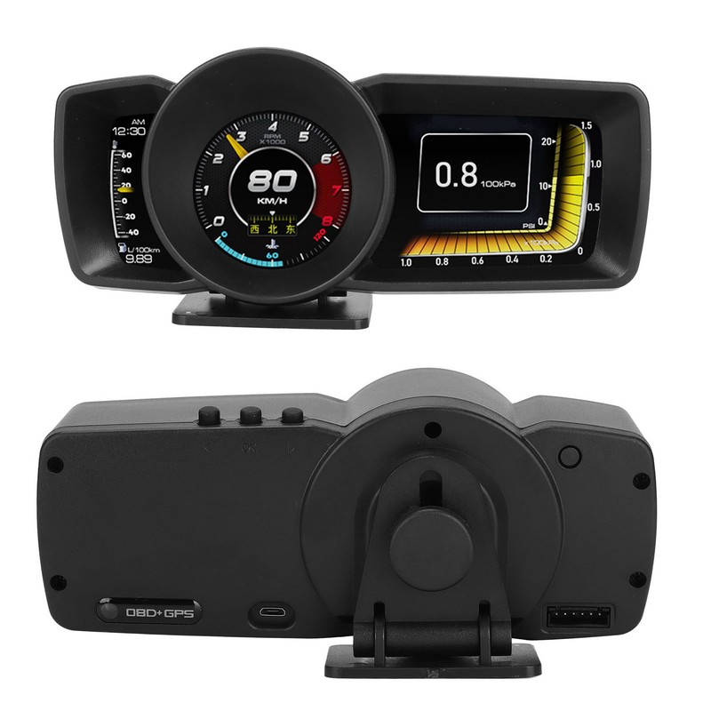 Car HUD OBDII GPS 3 LCD Screen Overspeed Alarm Multifunction