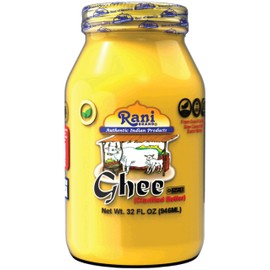Rani Ghee Pure & Natural from Grass Fed Cows (Clarified Butter) 32oz(2lbs) 908g ~ Glass Jar | Paleo Friendly | Keto Friendly | Gluten Free | Kosher | Product of USA