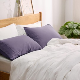 Bedsure Pillow Cases Standard Size Set of 2 - Grayish Purple Polyester Microfiber Pillowcases, Super Soft and Cozy Pillowcase, Pillow Case Covers with Envelop Closure, 20x26 Inches