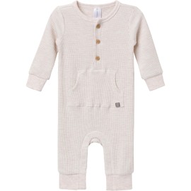 Modern Moments by Gerber Baby Neutral Mini Waffle Romper, Oatmeal Heather, 18 Months