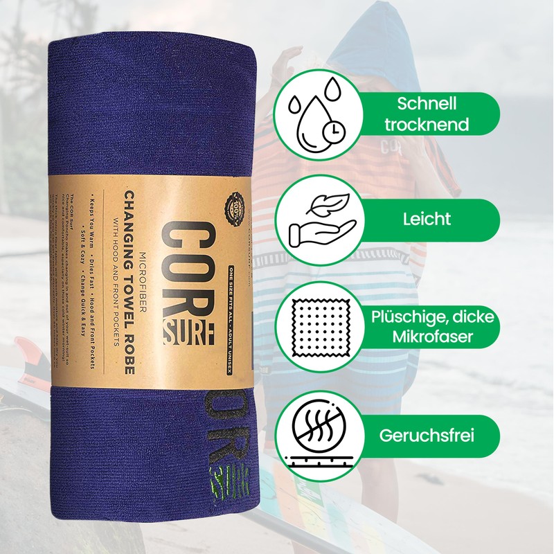 COR Surf Towel Poncho for Adults - Soft Quick Drying