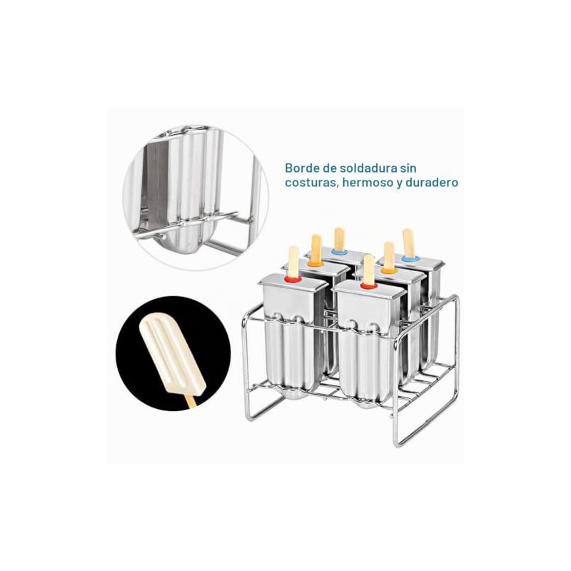 Kit de moldes para paletas de hielo de acero inoxidable,