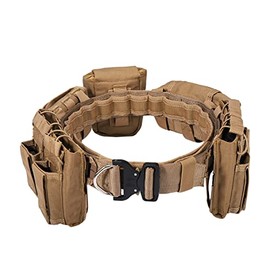YAKEDA 7 in 1 Tactical Modular Equipment System Molded Duty Belt Set for Law Enforcement Police Security Utility Belt with Pouches (Mud color)