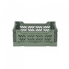 Ay-Kasa Folding Crate, Sturdy Folding Box, Plastic, Stackable, Almond Green,