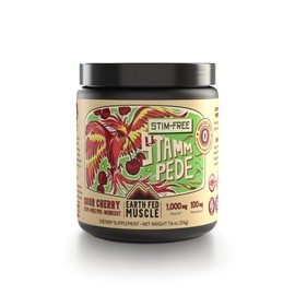 Earth Fed Muscle Stim-Free Stammpede Pre Workout, Sour Cherry, Stimulant and Caffeine Free, Boosts Energy, Endurance and Focus - Lion's Mane and Taurine - Soy Free, Gluten Free, Vegan - 30 Servings