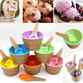 Roczential Set of 6 Ice Cream Bowls and Spoons, Ice Cream Cups for Birthday Party Decorations, Ice Cream Party Favors, Ice Cream Party Decorations, Ice Cream Sundae Bar Supplies(6 Vibrant Colors)