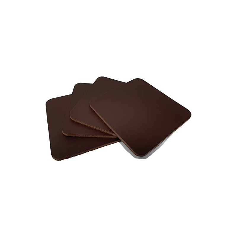 Ashford Ridge Full Grain Leather 10cm Square Coasters - Brown