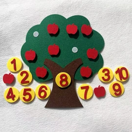 TOYANDONA 1 Set DIY Felt Christmas Apples Tree for Kids with Number and Apples Xmas Gifts Christmas Door Wall Hanging