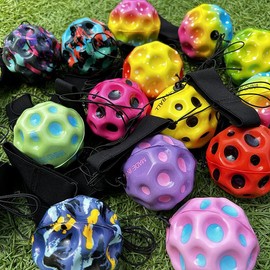 PU High Elastic Moon Rock Stress Relief Ball with Elastic Cord Rebound Wrist Throw Ball for Kids Hand Toss and Return Ball Toy - Colour: Color Random 1pcs, Ships From: CHINA