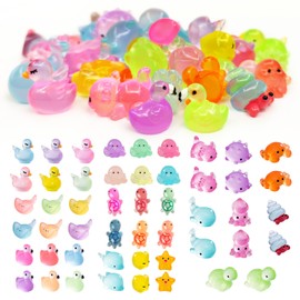 Xerteam 50pcs Mini Resin Animals, 15 Styles Tiny Resin Animals Small Animal Bulk, Mini Duck Sea Animals Ocean Animals Figurines, Micro Landscape Decorations for Fairy Garden Dollhouse Fish Tank