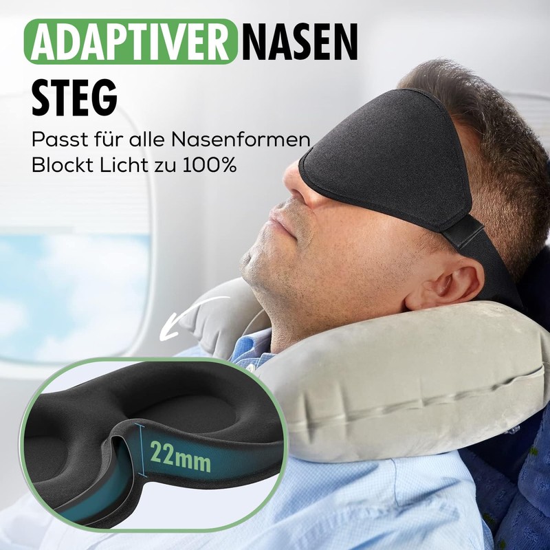 TravelHawk Sleeping Mask Black - Set of 2 - Luxury