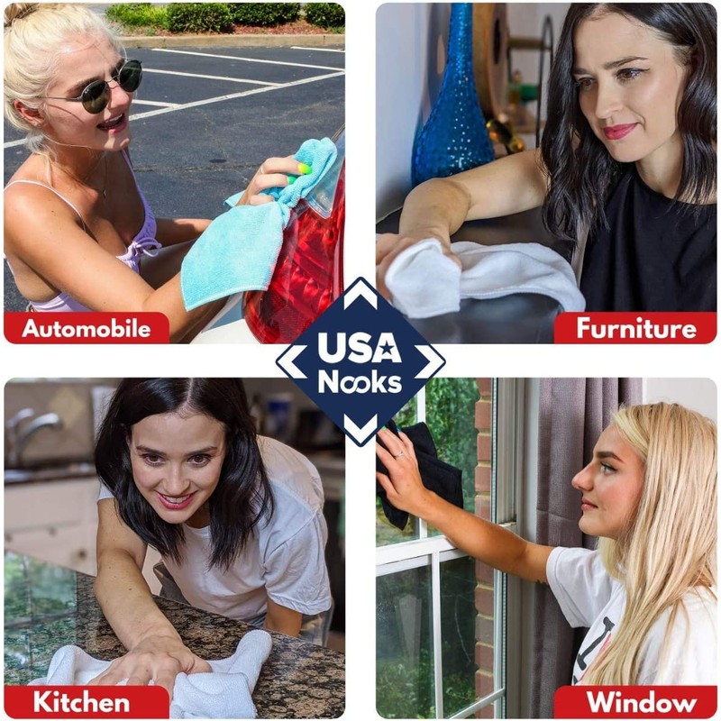 USANOOKS Microfiber Cleaning Cloth - 12Pcs 12.5x12.5 inch High Performance