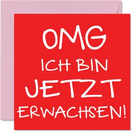 Stuff4 18th Birthday Card Funny for Men Him - OMG I Am Now Adult - Funny Eighteenth 18 Happy Birthday Card, 145mm Jokes Greeting Cards