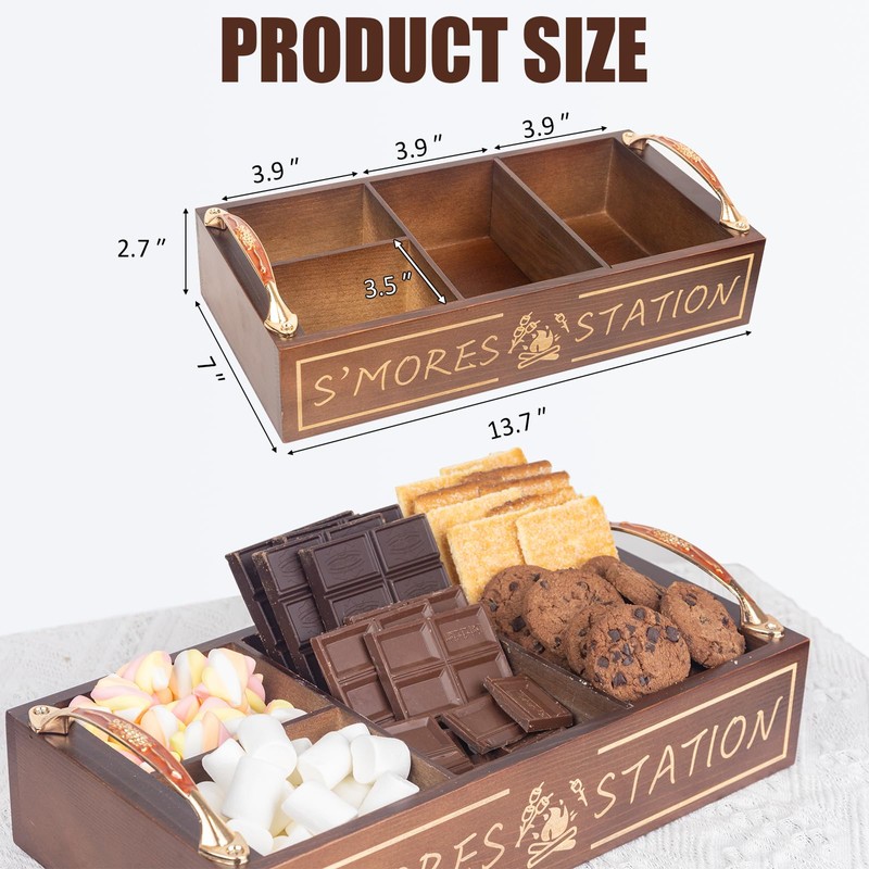 Extguds S'Mores Station with Cutout Handles,Sets:1 Smores Caddy+4 Roasting Sticks,for