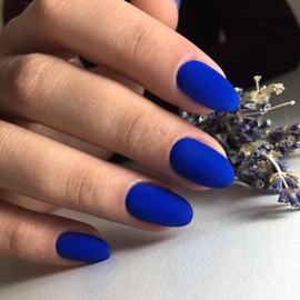 Matte Royal Blue False Nails Short Oval, SXVME Simple Acrylic Press on Nails Short, Red Fake Nails Short, Natural Glue on Nails Short Almond, Solid Gel Full Cover Stick On Nails For Women Daily Wear