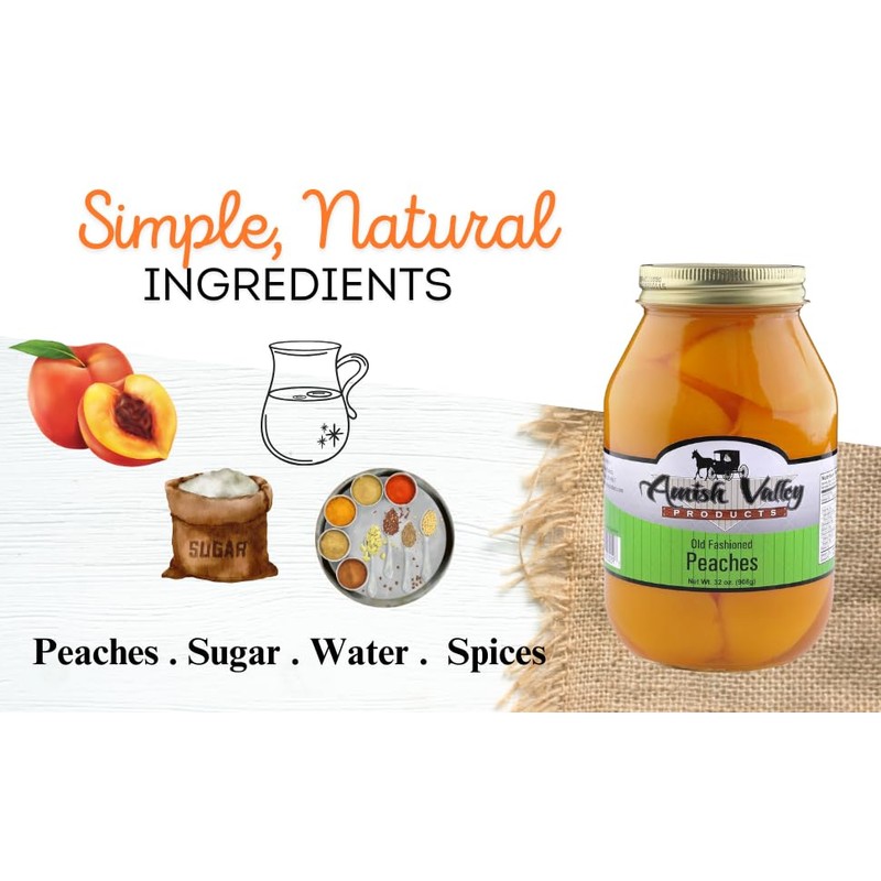 Amish Valley Products Old Fashioned SPICED Peaches Halves Canned Jarred