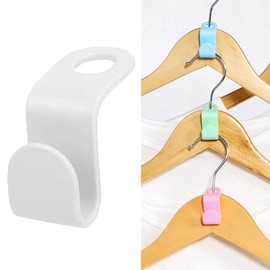 60 Pcs Clothes Hanger Connector Hooks, Plastic Hooks Cascading Hanger Hooks Hanger Extender Clips for Heavy Duty Hangers Space Saving and Clothes Closet Wardrobe Organizer - White