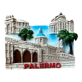 Palermo Decorative Magnet, Sicilian Souvenir with Historical Monuments, Collector's Magnet