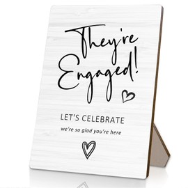 HYKDFMNCJ Wedding Engagement Wooden Stand,Wedding Welcome Wooden Sign Stand 5x7 Inch,Engagement Party Sign,Engagement Signs For A Party，Engagement Party Welcome Sign，They're Engaged Sign